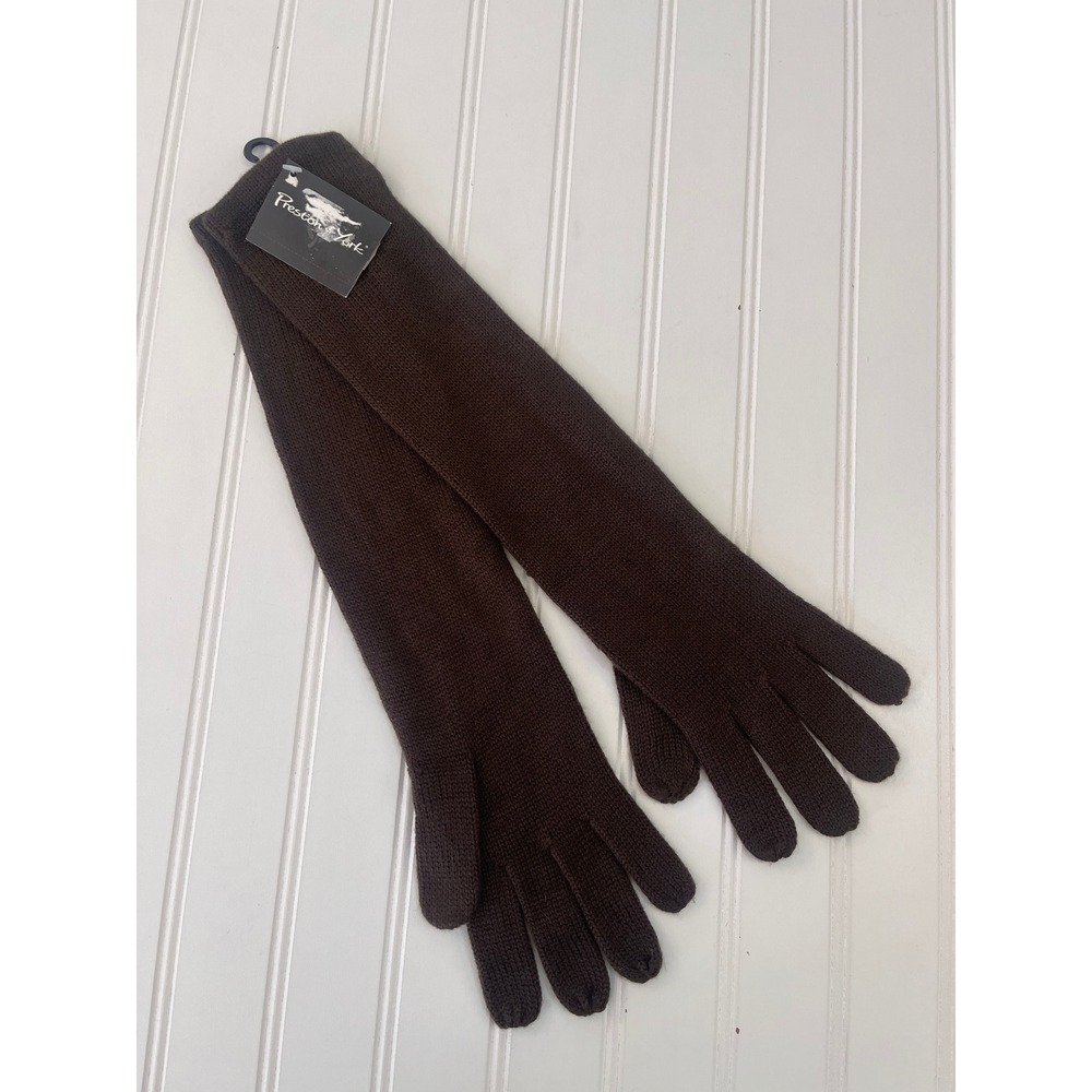 NWT Preston & York Brown Long Knit Opera Gloves Brown Classic
